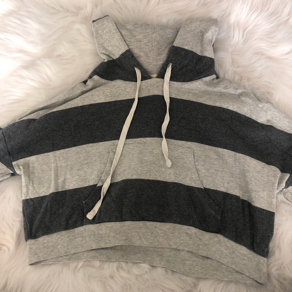 Forever 21 Stripped Cropped Hoodie